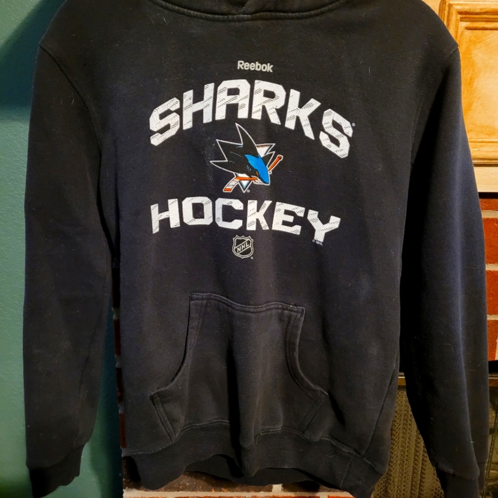 SAN JOSE SHARKS HOCKEY Black Hoodie youth 10-12 Reebok NHL